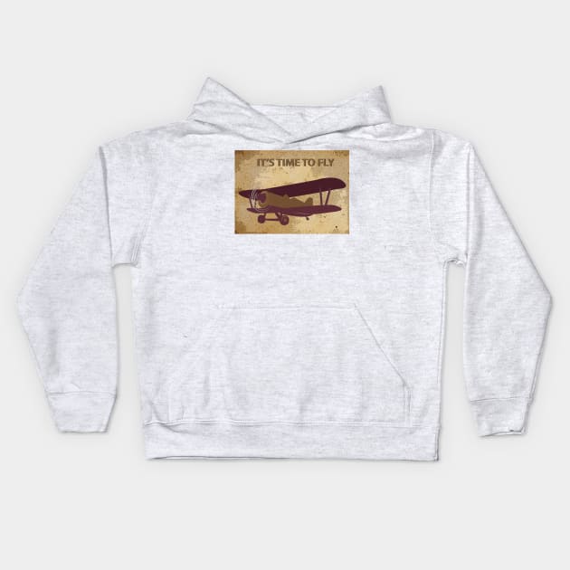 Retro plane Kids Hoodie by dddesign